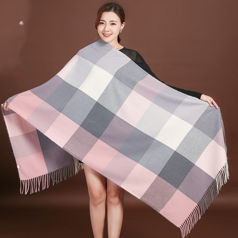 Autumn Winter New Women British Cashmere Checked Scarf Female 200x70 Double Side Warm Plaid Tassel Shawl Scarf