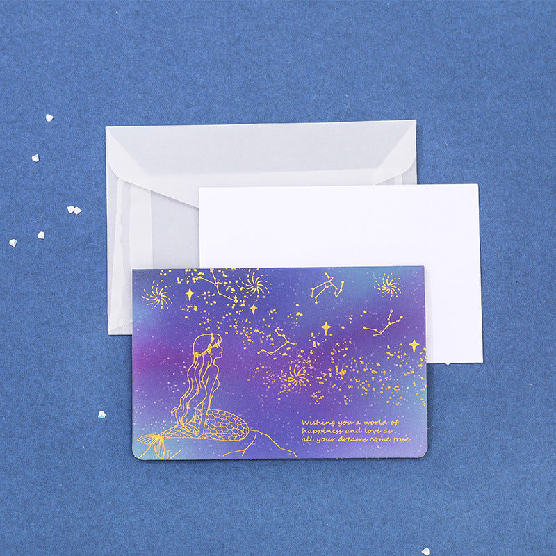 High-end Aesthetic Sulfuric Acid Paper Bronzing Folding Greeting Card Envelope Set