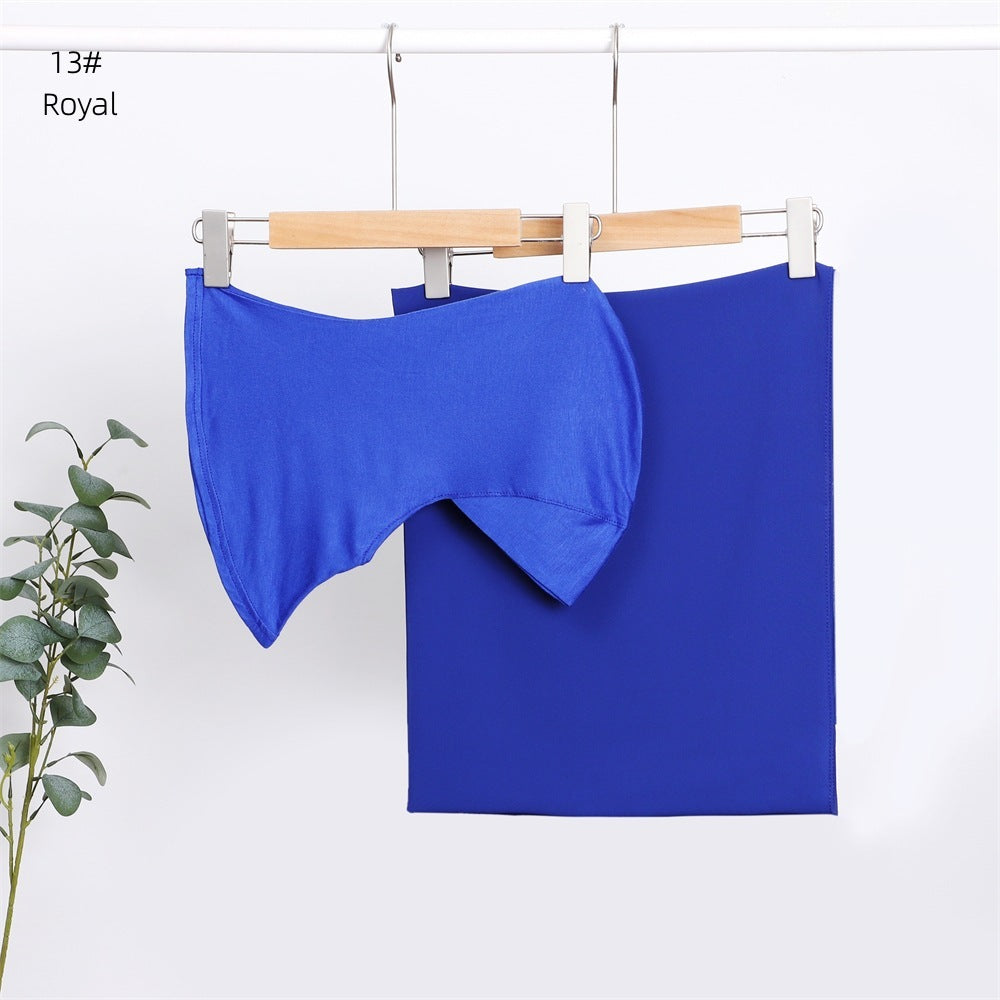 Modal Solid Color Breathable Fits Cap Pearl Chiffon Scarf