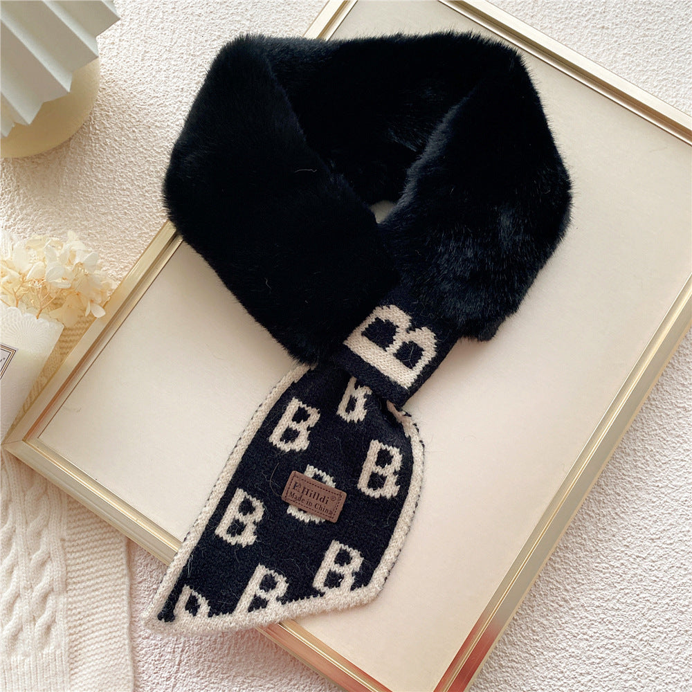 Collar Rex Rabbit Fur Winter Cross Scarf