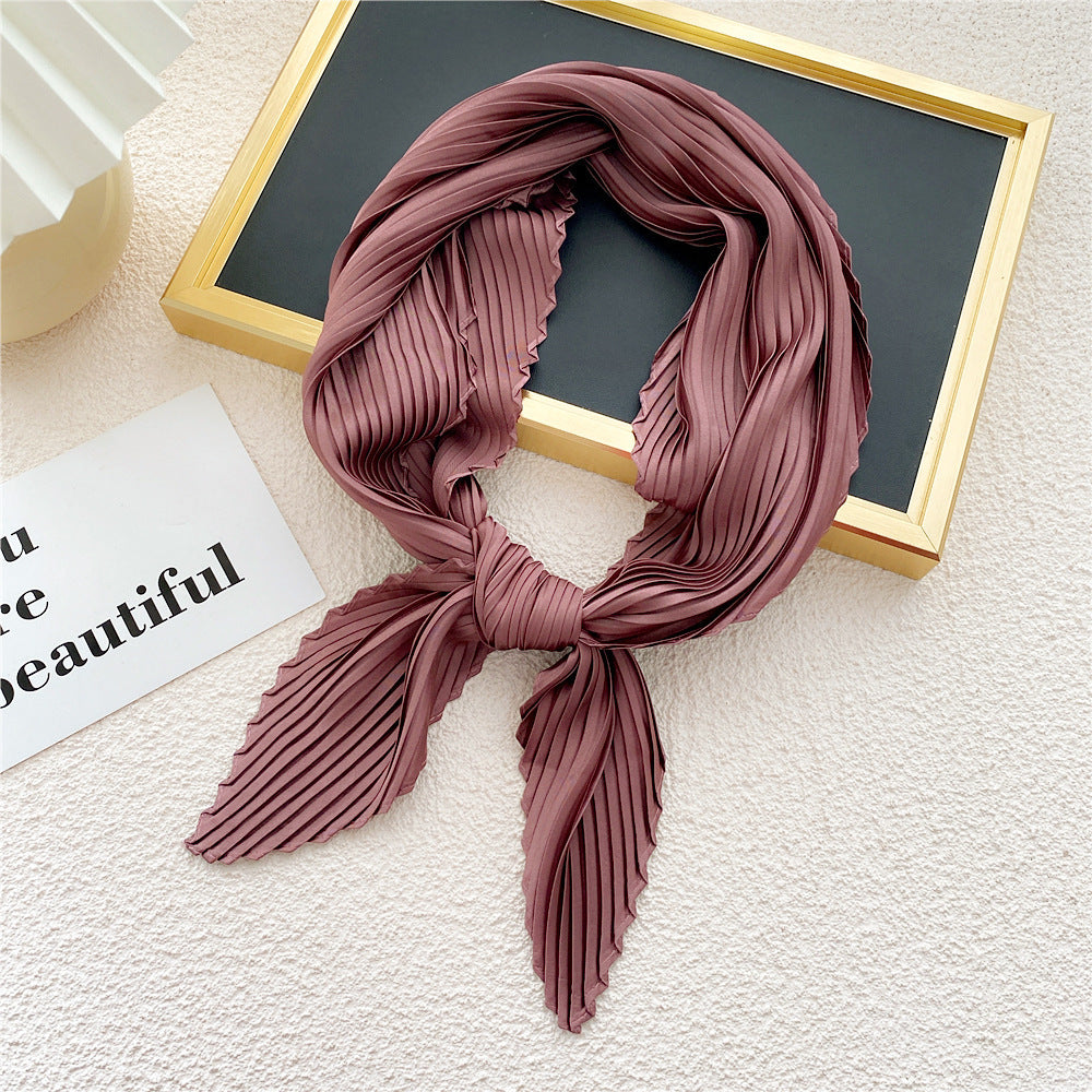 Women's Fashion Solid Color Pleated Scarf