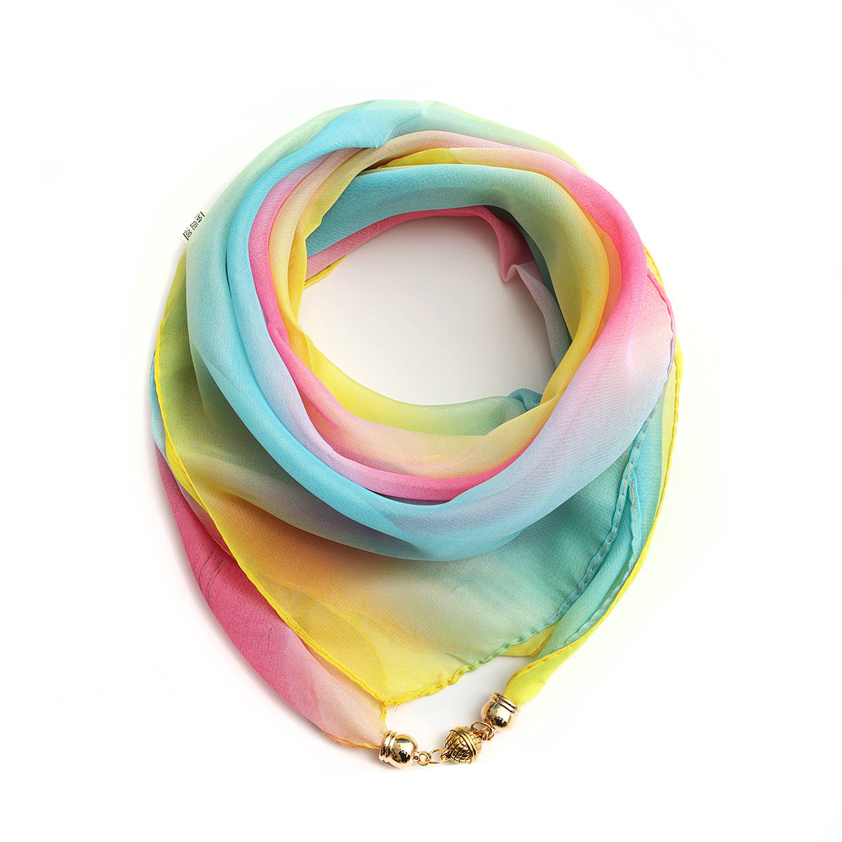 Golden Ball Floral Chiffon Scarf Women's Printed Thin