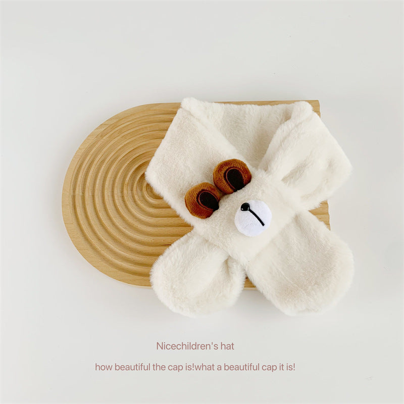 Baby Boys And Girls Winter Thermal Cute Bear Children Plush Scarf
