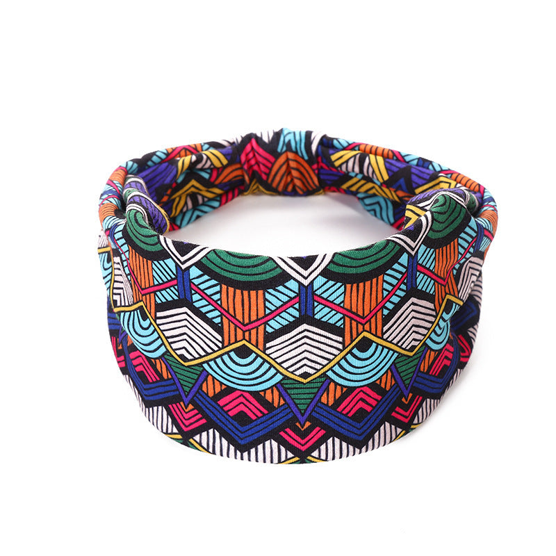 Headscarf African Print Hair Band Elastic Women Sports Yoga Hair Band Wide Brim