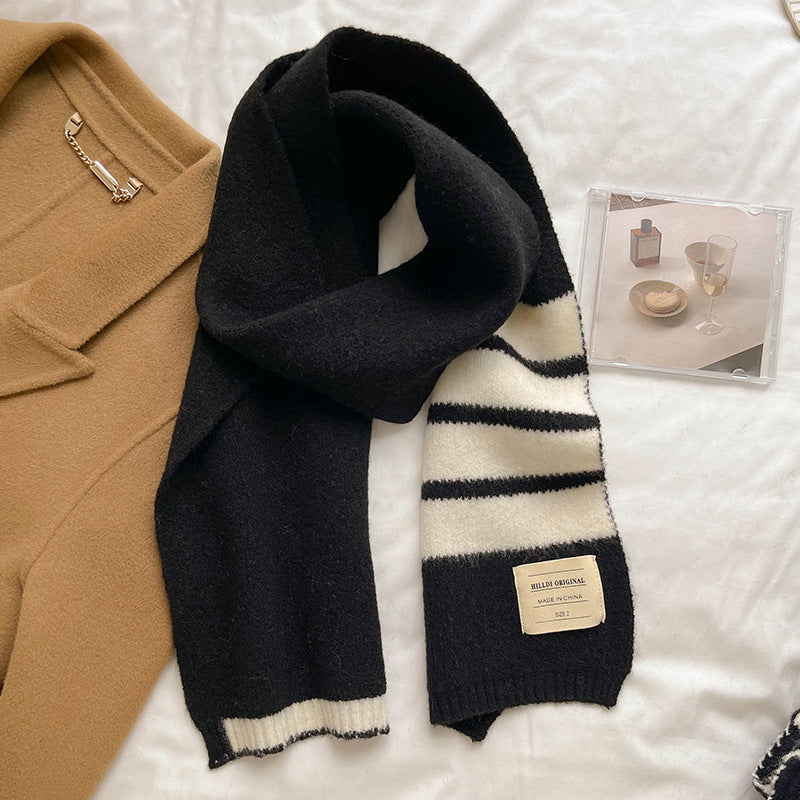 Women's Warm Knitting Wool Thickened Simple Windproof Scarf