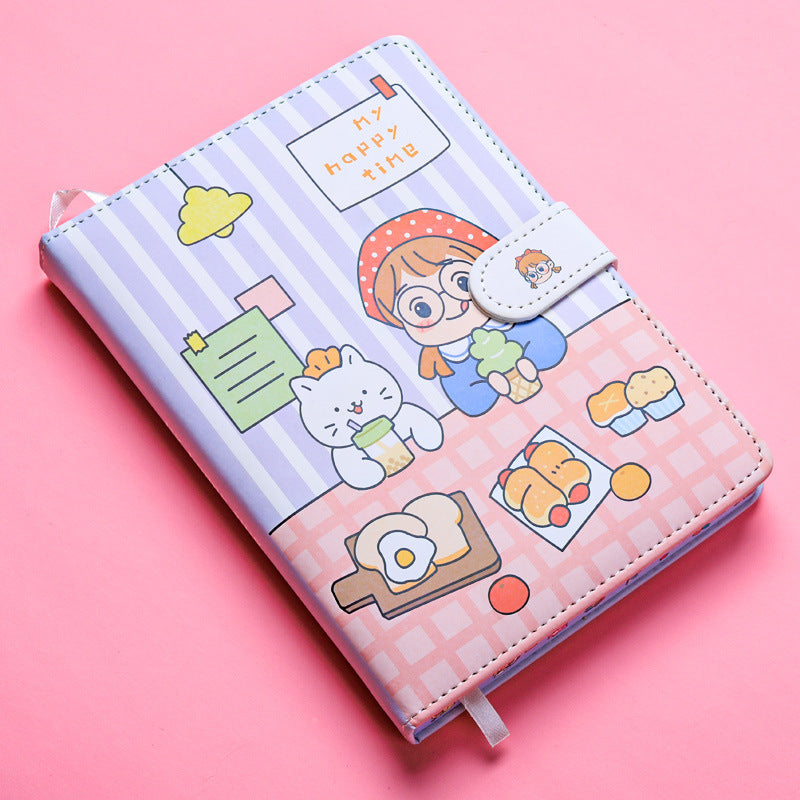 Kaba Bear Hippo Small White Magnetic Buckle Notebook Portable Notebook Girl Heart Creative Cute Hand Book