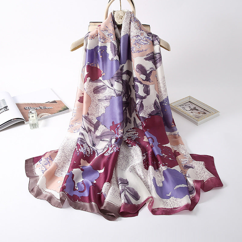Simulated Silk Scarf Female Dual-use Air-conditioning Shawl Sarong