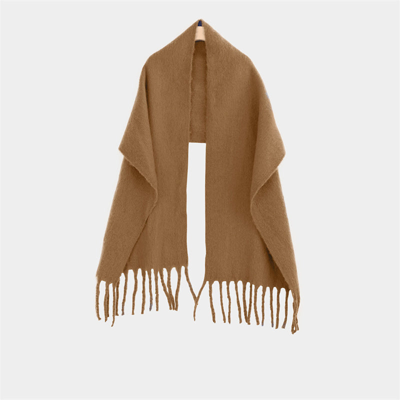 Shawl To Keep Warm All Wear White Bright Red Solid Color Neck