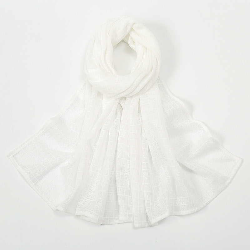Plaid Jacquard Polyester Scarf Women