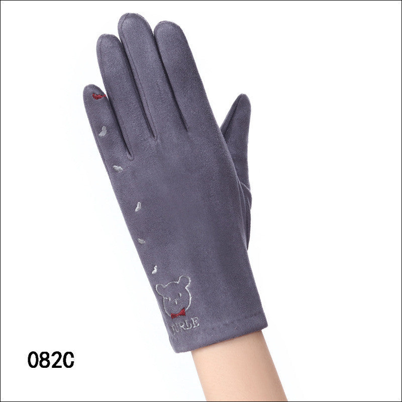 Touch screen gloves winter windproof suede