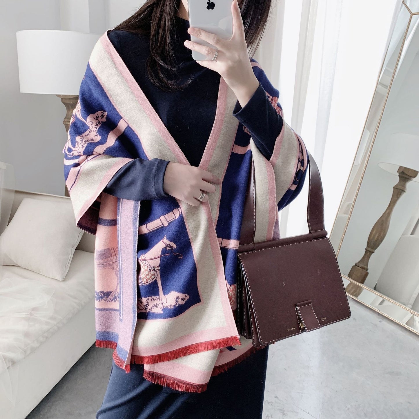 European And American Cashmere Warm Carriage Scarf Girl
