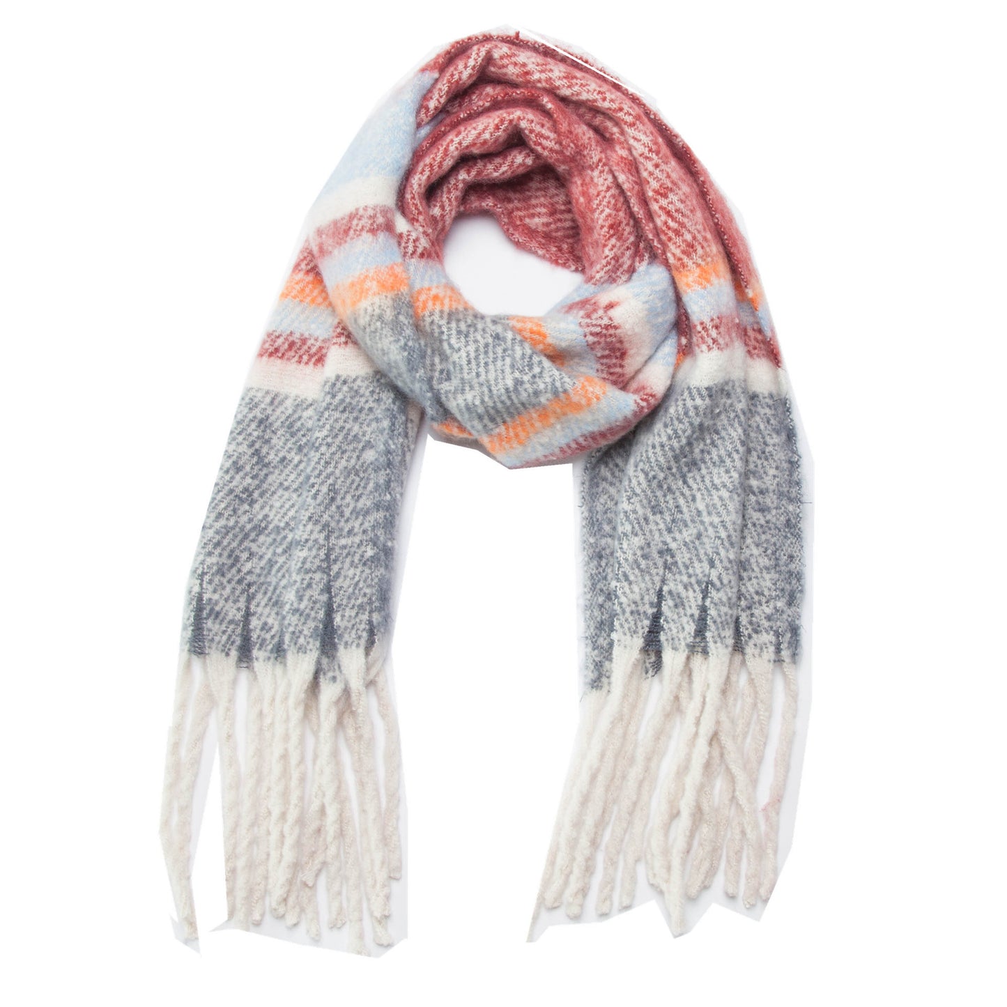 Thickened Circle Yarn Coarse Fringe Mixed Color Scarf