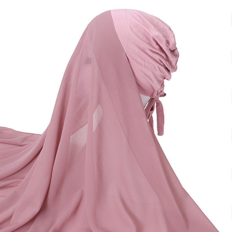Pearl Chiffon With Elastic Bottoming Hood Scarf
