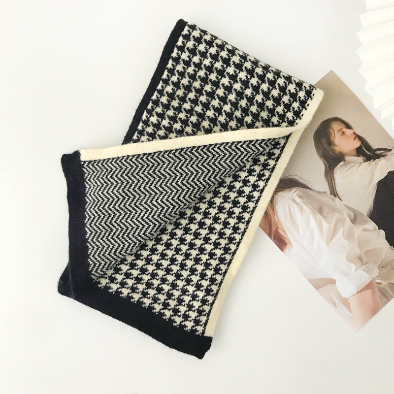 Women's Double-sided Houndstooth Herringbone Scarf