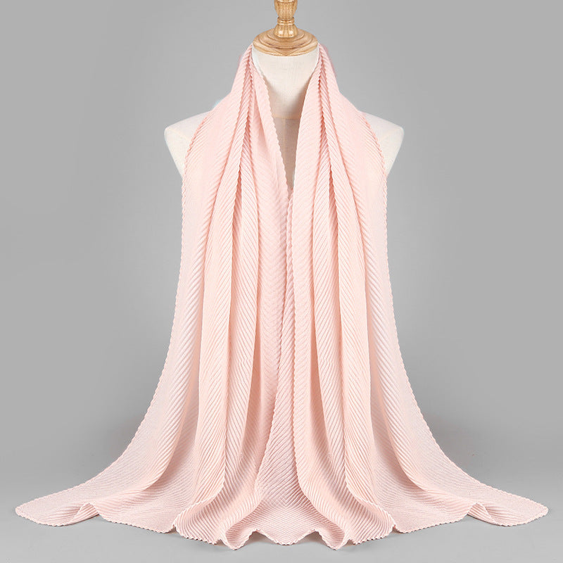 Twill Crumpled Pleated Scarf Women's Bag Headscarf