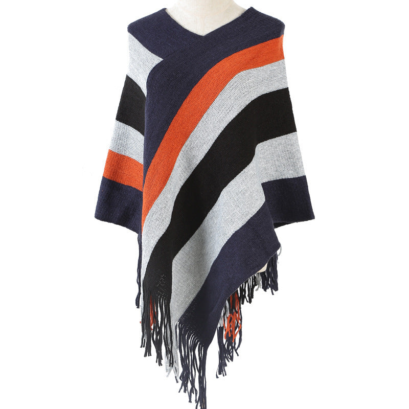 Awning Shawl Women Fashion Stripes Europe And America