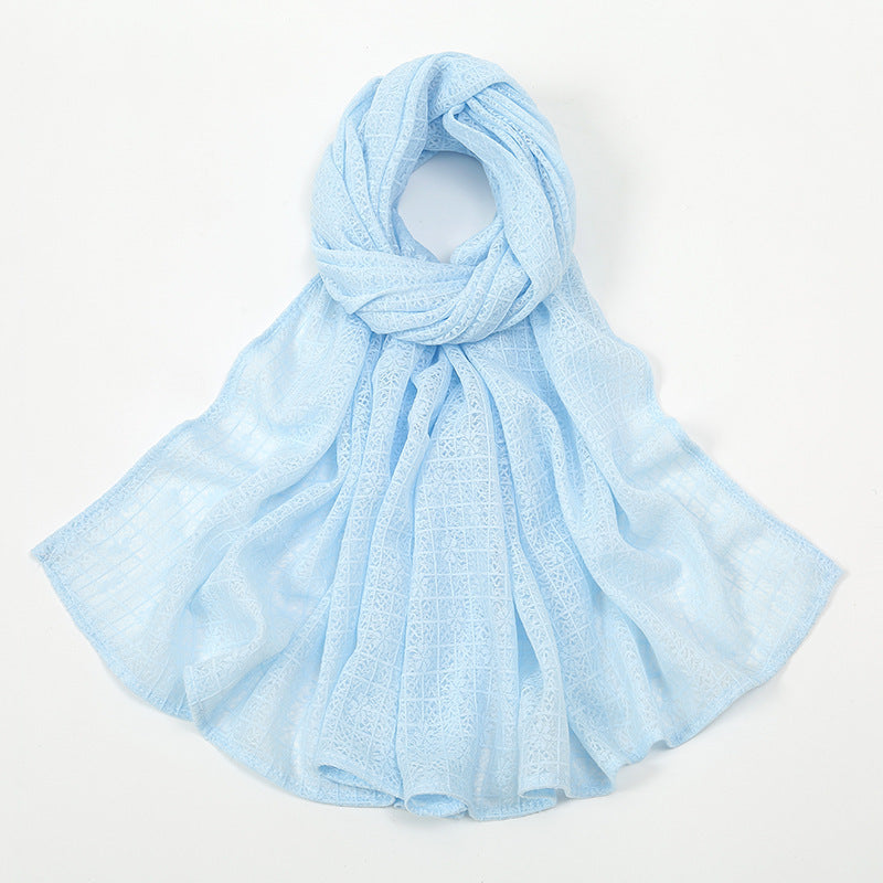 Plaid Jacquard Polyester Scarf Women