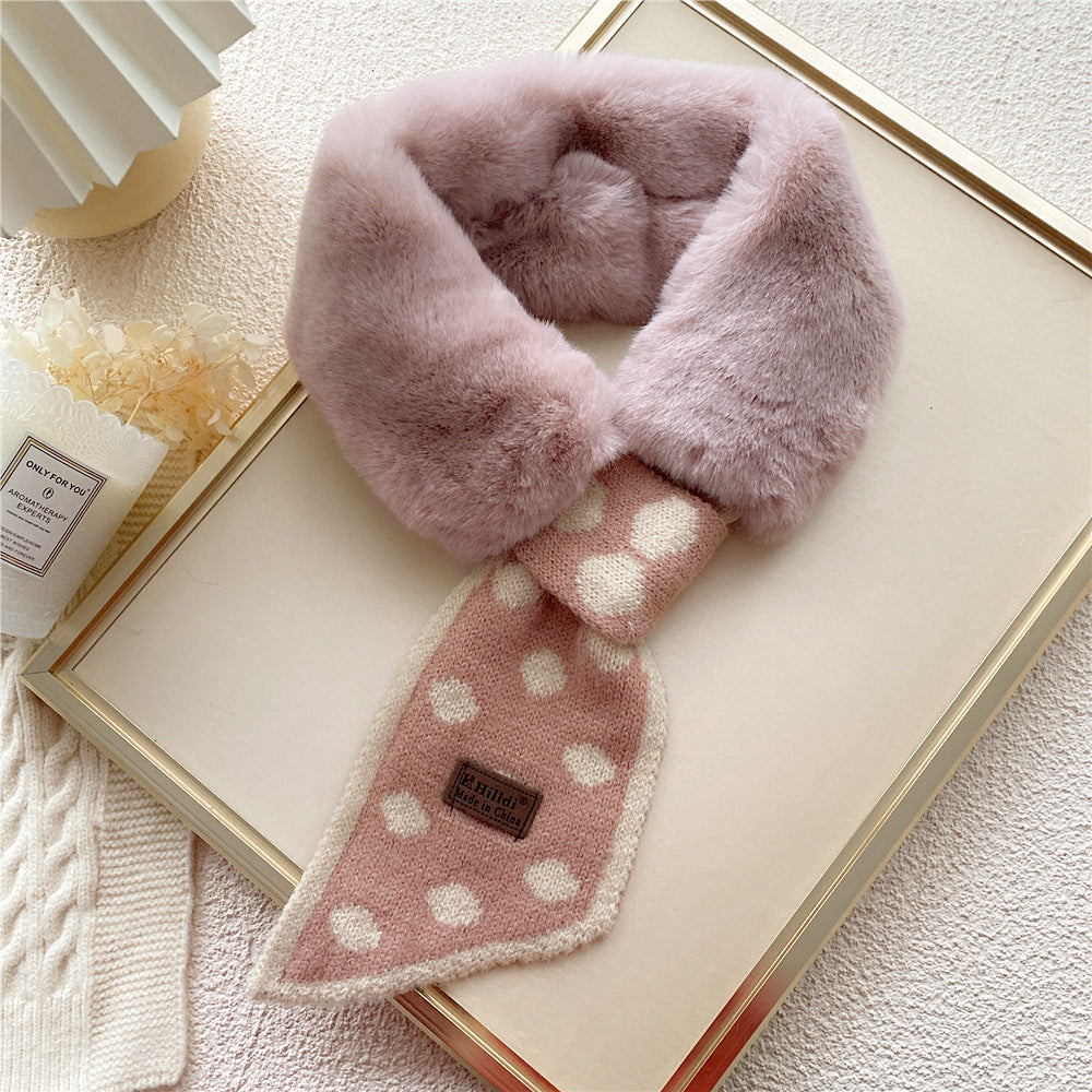 Collar Rex Rabbit Fur Winter Cross Scarf