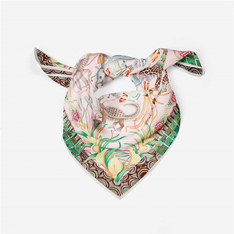 Women's Fashion Print Square Silk Scarf