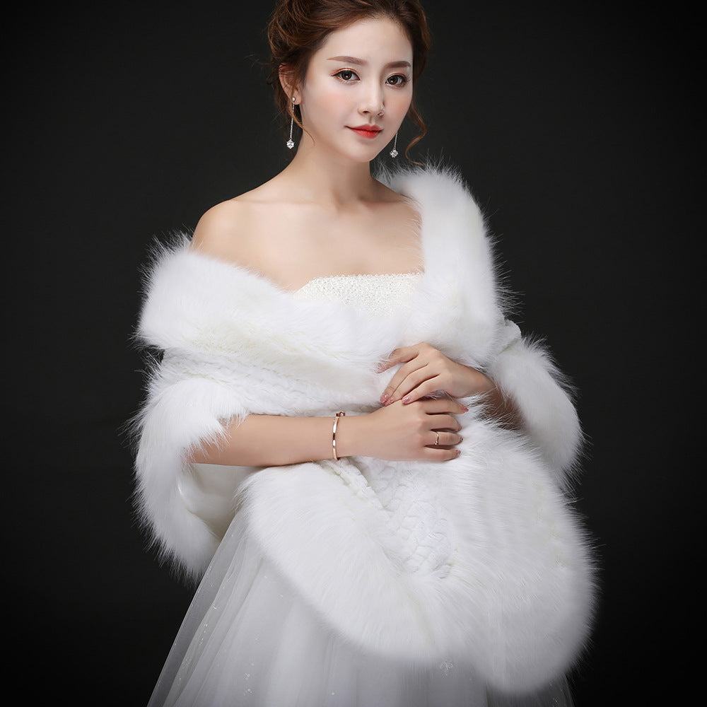Autumn And Winter New Korean Style Rabbit Fox Fur Love Long Fur Edge Large Cape Bride Welcome Photo Studio Photography Fur Shawl
