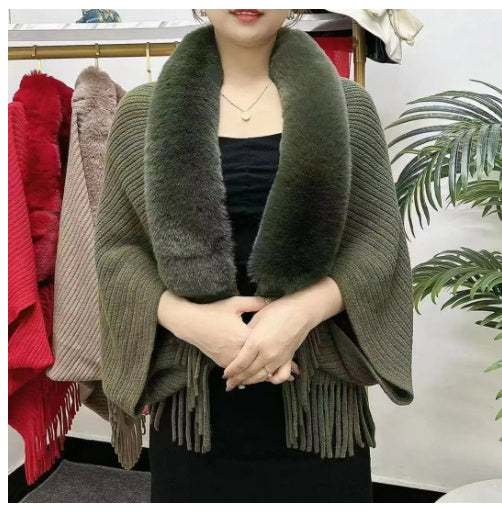 Ladies Loose Thickened Knitted Wool Shawl