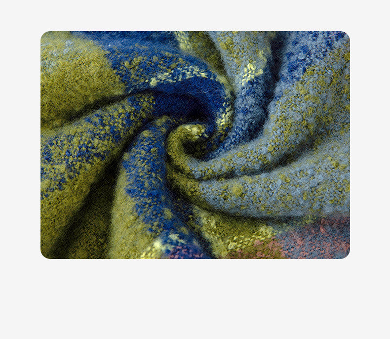 Japanese Vintage Plaid Scarf With Loops