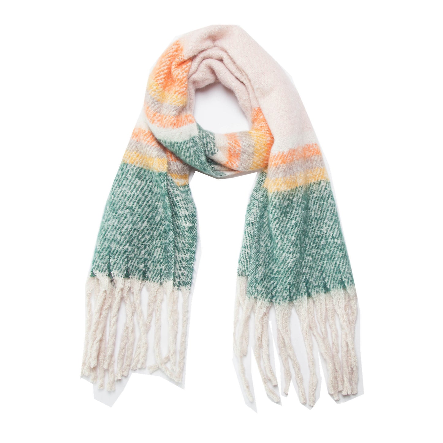 Thickened Circle Yarn Coarse Fringe Mixed Color Scarf