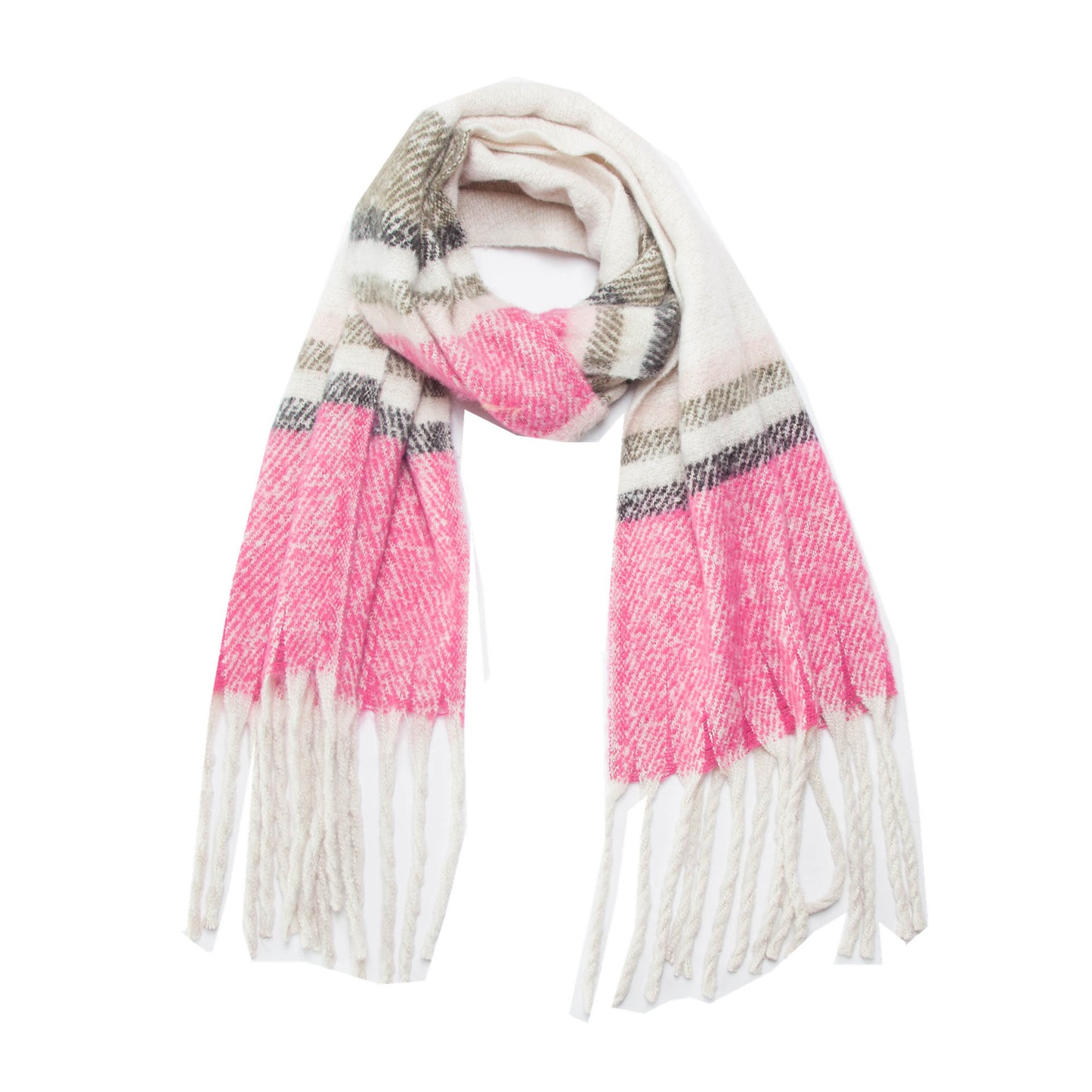 Thickened Circle Yarn Coarse Fringe Mixed Color Scarf
