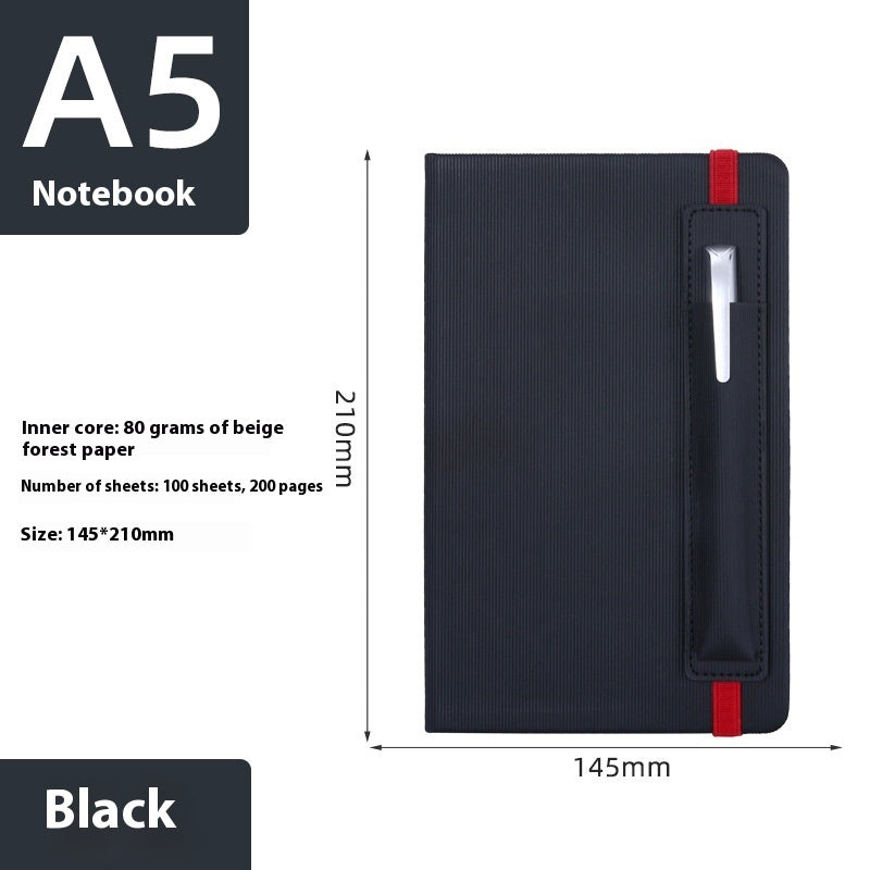 A5 Strap Notebook Pen Insert Leather Surface