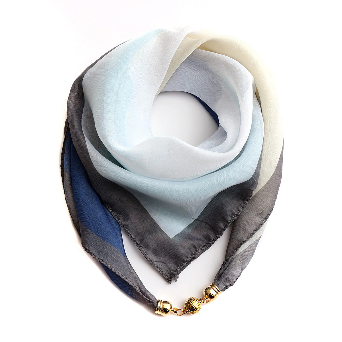 Golden Ball Floral Chiffon Scarf Women's Printed Thin