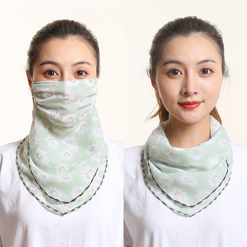 Bib Silk Scarf Women Summer Sunscreen Mask Neck Guard Face Mask