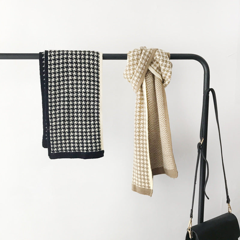 Women's Double-sided Houndstooth Herringbone Scarf