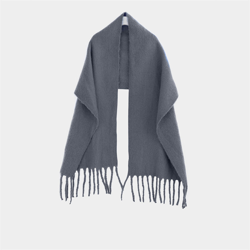 Shawl To Keep Warm All Wear White Bright Red Solid Color Neck