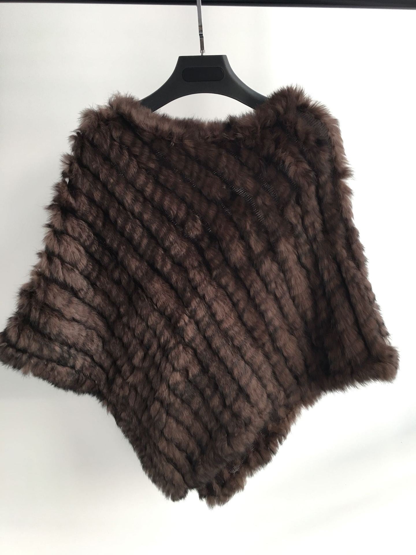 Rabbit wool shawl cloak scarf ladies triangle bib leather grass handmade scarf fur triangle head