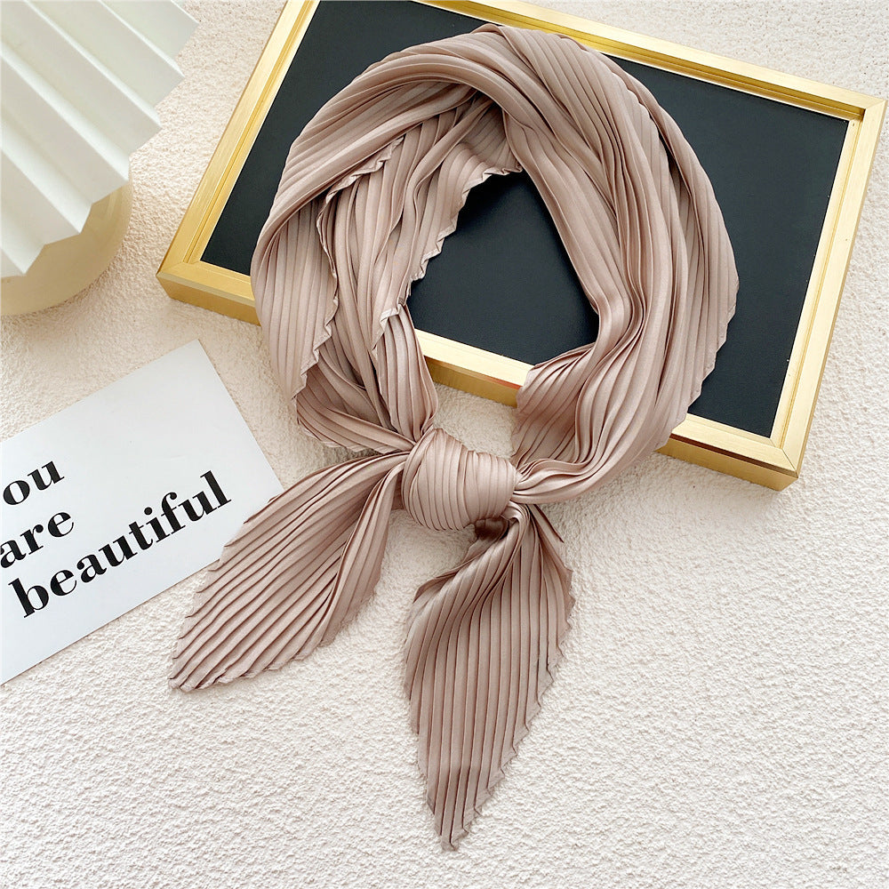 Women's Fashion Solid Color Pleated Scarf