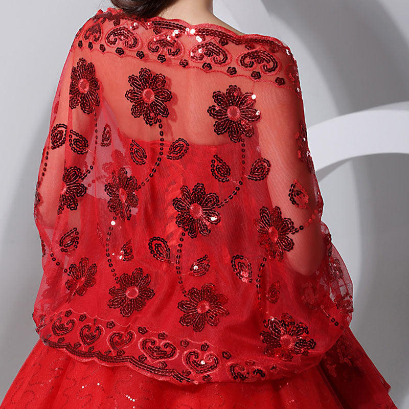 Bridal Wedding Shawl Sequin Lace