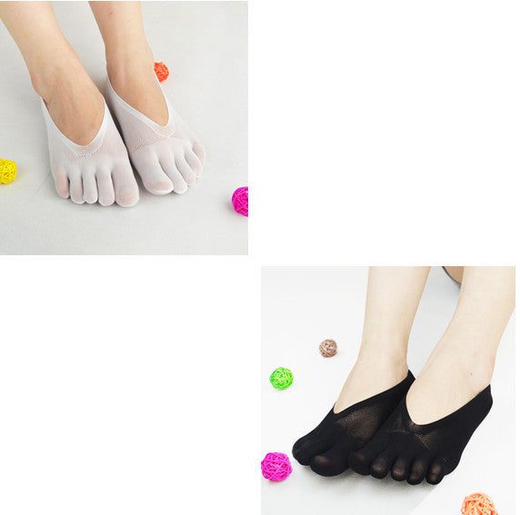 Four Seasons Ultra-Short And Thin Glue Split-Toe Five-Finger Socks Women'S Shallow Mouth