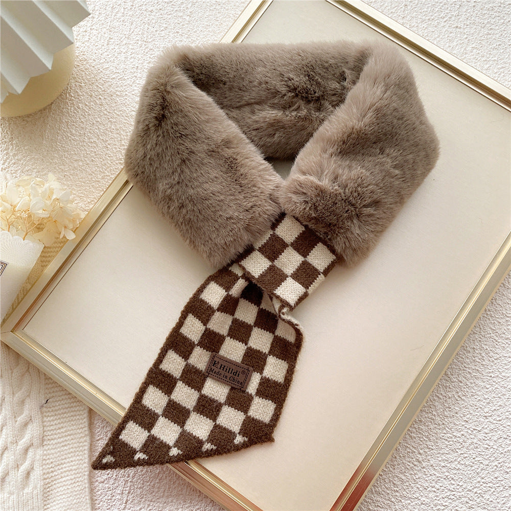 Collar Rex Rabbit Fur Winter Cross Scarf