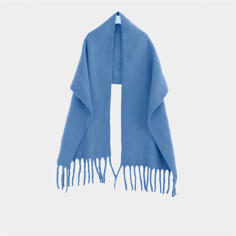 Shawl To Keep Warm All Wear White Bright Red Solid Color Neck