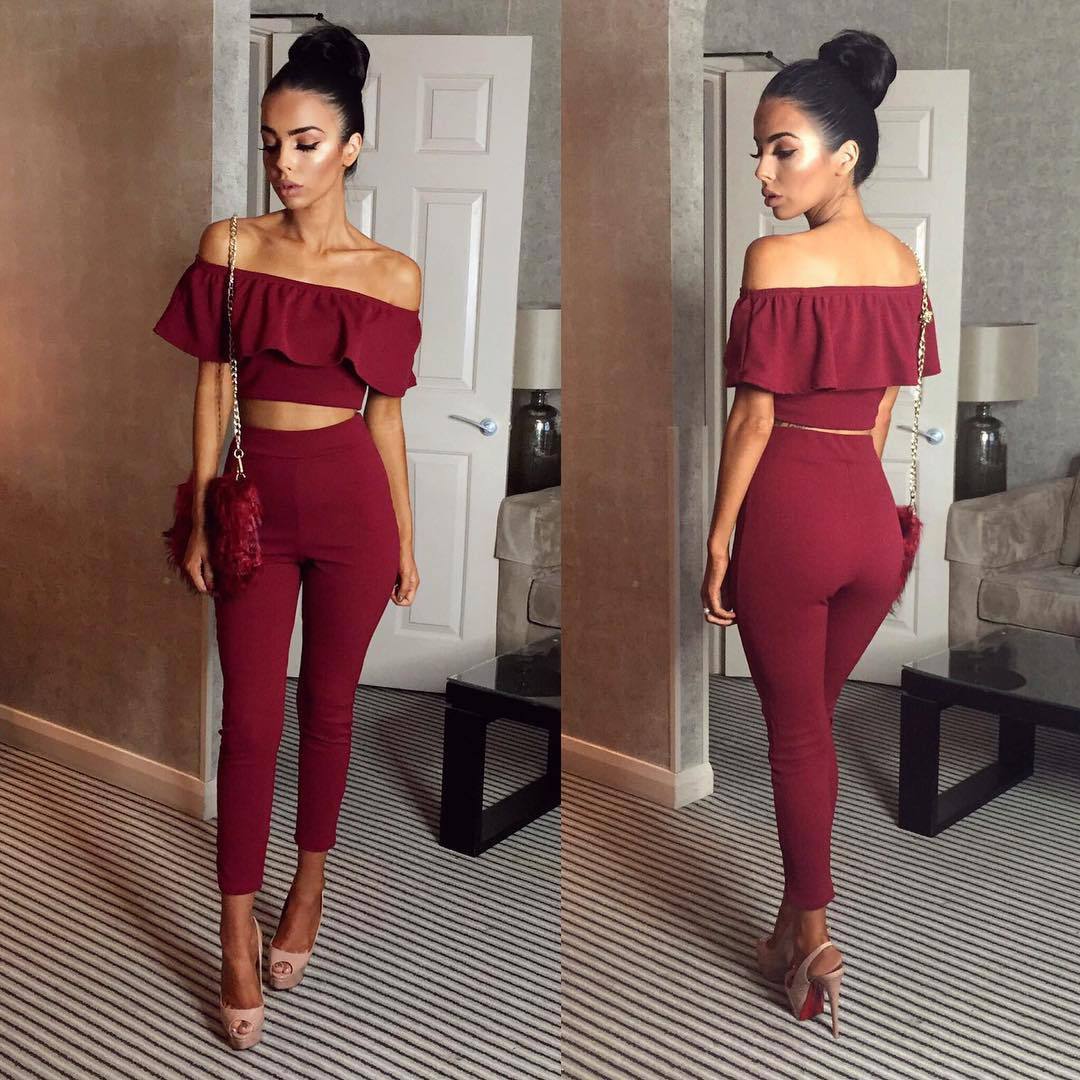 Sexy One-neck Fashion Casual Two-piece Suit