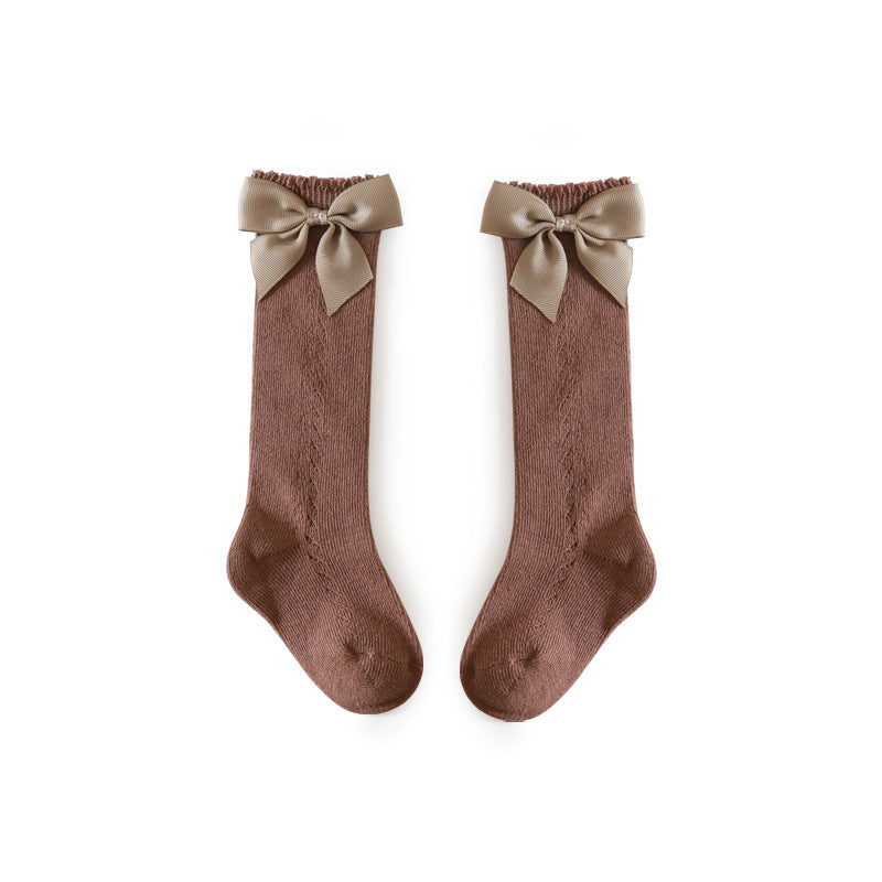 Children's New Hollow Mesh Bow Socks