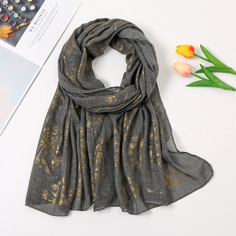 Vintage Bronzing Small Flower Cotton Scarf