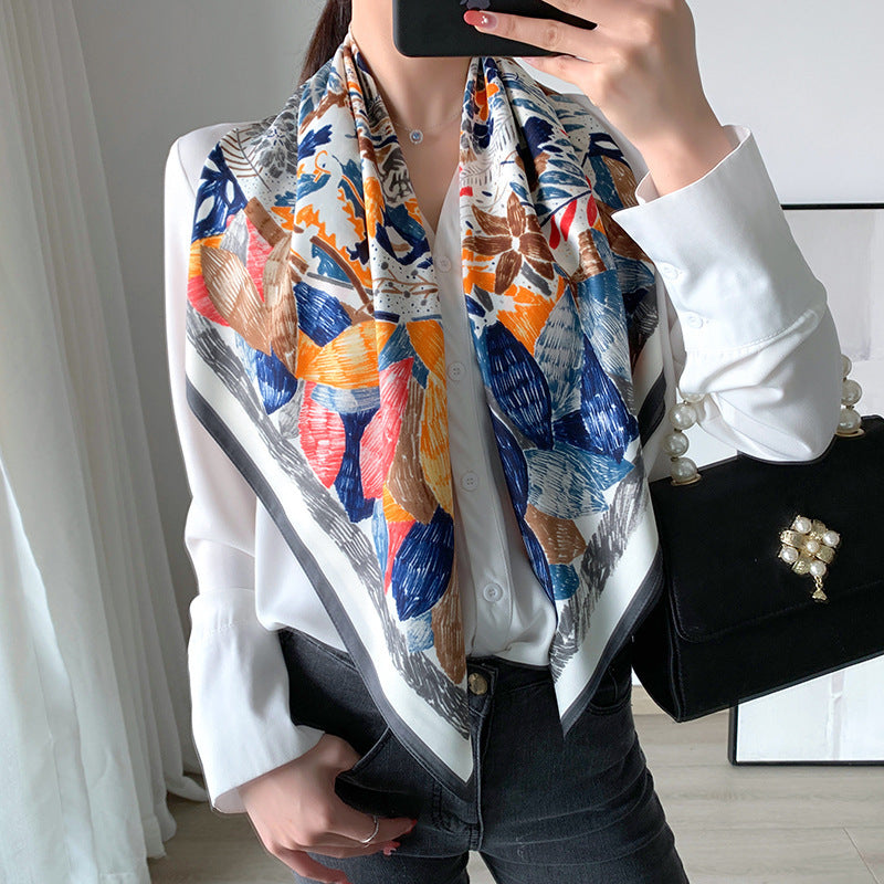 New 90cm Twill Silk Large Square Women's Shawl