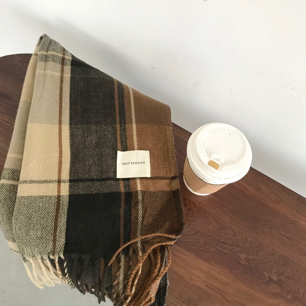 Winter Japanese-style Retro Plaid Brushed All-match Scarf