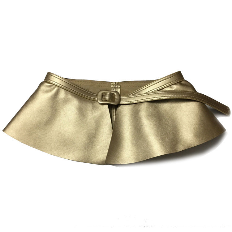 European And American Women's Lychee Pattern Skirt Waistband Can Shrink Ruffled Fashion All-match Korean Women's Belt