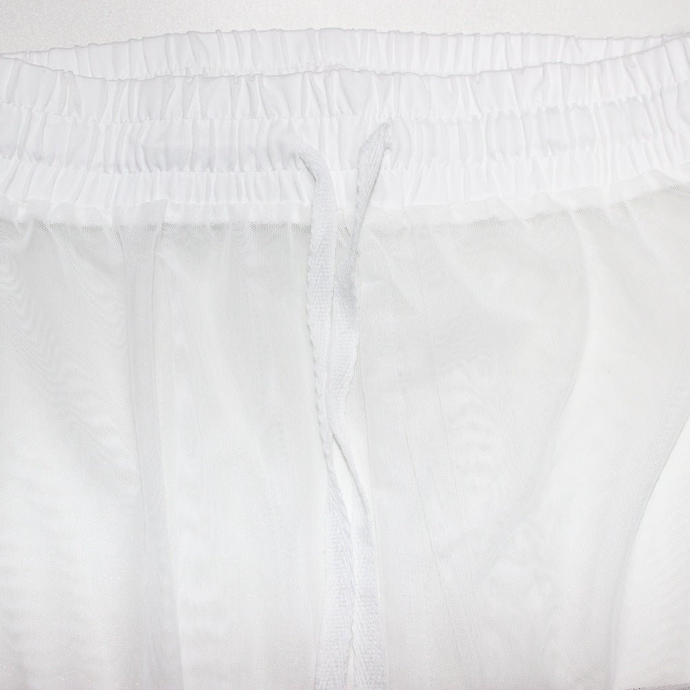 European And American Style Lace-up See-through Trousers Mesh Trousers