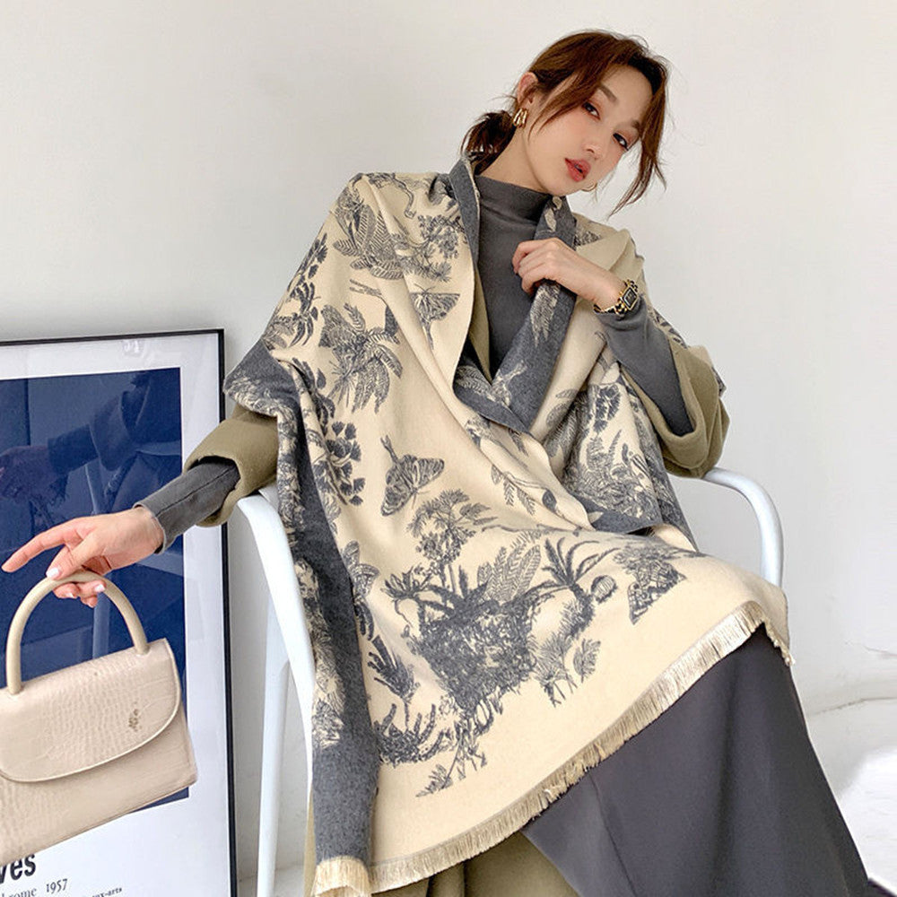 Scarf Women's Warm Shawl Middle-aged Elders