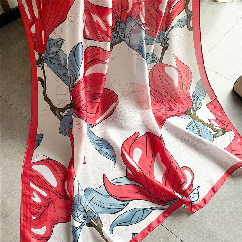 Simulated Silk Scarf Female Dual-use Air-conditioning Shawl Sarong