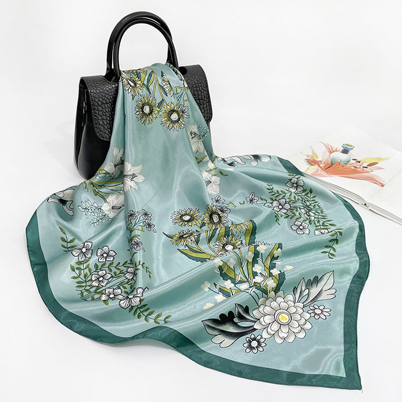 Silk Printed Square Scarf In Europe And America