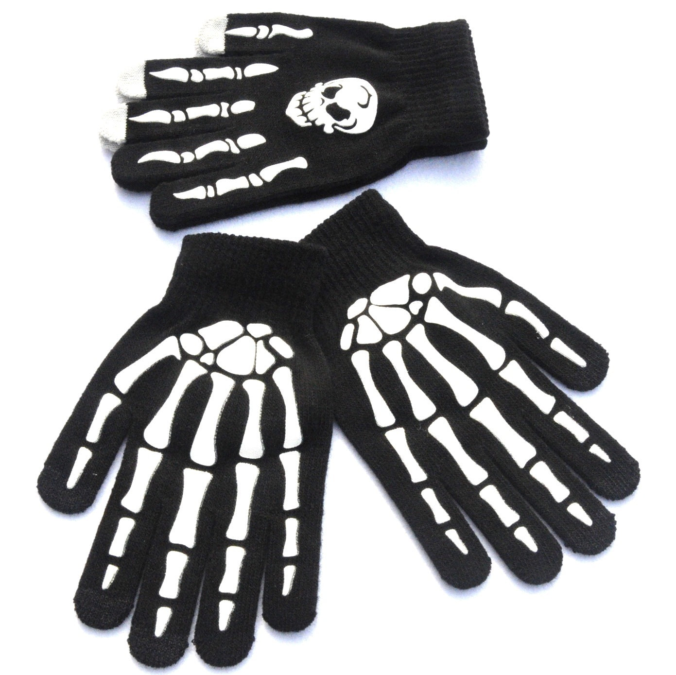 Halloween Fluorescent Luminous Skull And Ghost Claw Printing Gloves